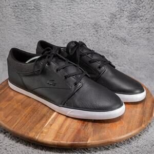 Mens Lacoste Minzah Lace Up Black Leather Casual Sneakers Shoes Size 13 D GUC